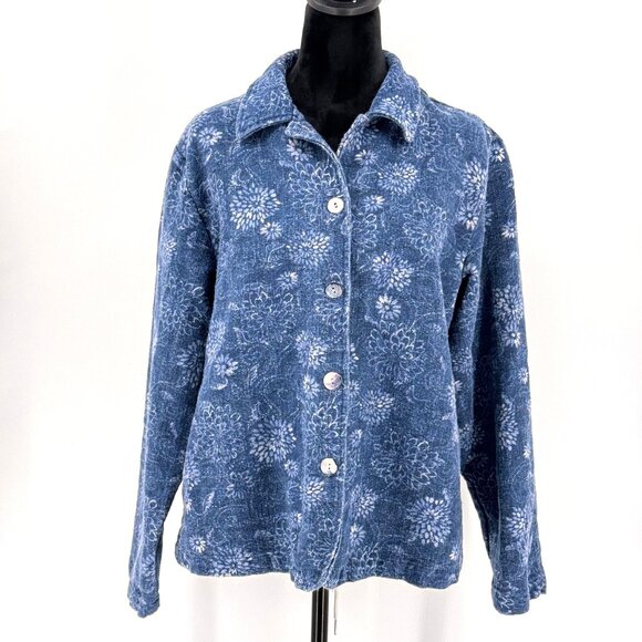 2/$18‎ SALE! Coldwater Creek Jacket Womens M Floral Button Up Thick Cottagecore - Picture 1 of 8